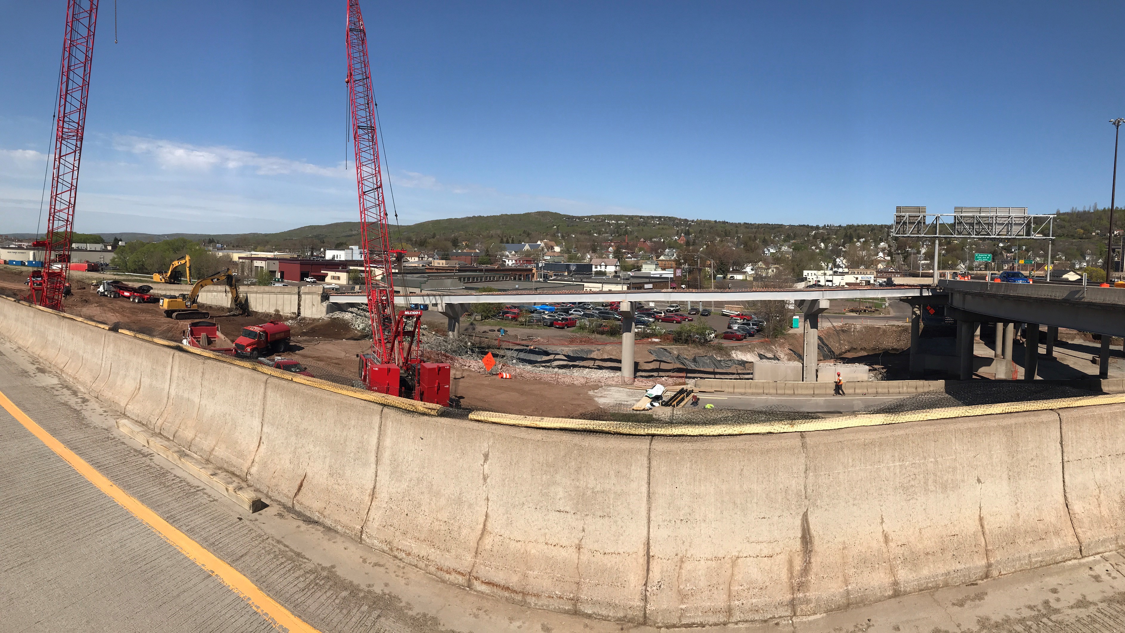 Bridge demolition on the Twin Ports Interchange project.